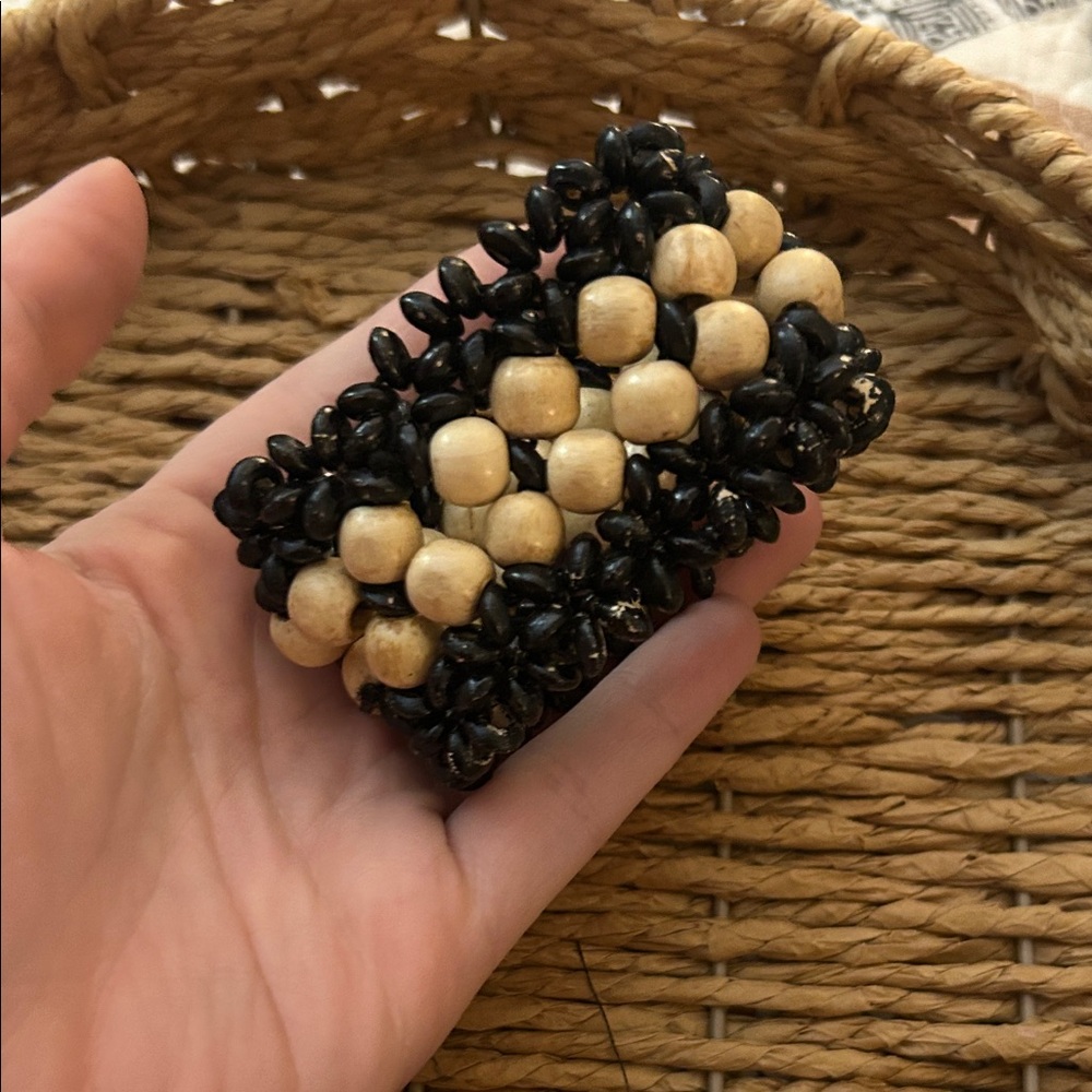 Black and Beige Beaded Bracelet